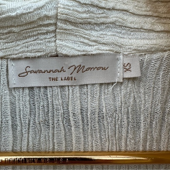 Savannah Morrow Silk Bamboo Cream Crinkle Fabric Blazer Cardigan Top - Picture 3 of 10